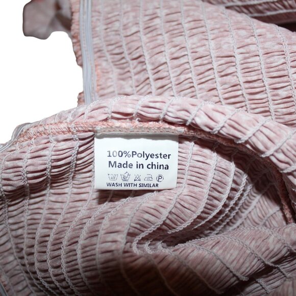 SALE Floral Smocked Mini Dress with Ruffle and Puffed Sleeves Pink XL NWT's - Picture 11 of 12